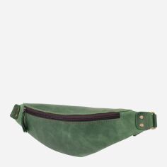 Акція на Сумка на пояс бананка чоловіча з натуральної шкіри Shvigel leather-23133 Зелена від Rozetka
