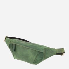 Акція на Сумка на пояс бананка чоловіча з натуральної шкіри Shvigel leather-23124 Зелена від Rozetka