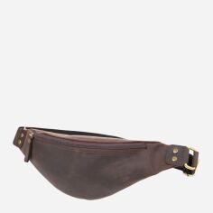Акція на Сумка на пояс бананка чоловіча з натуральної шкіри Shvigel leather-23130 Коричнева від Rozetka