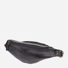 Акція на Сумка на пояс бананка чоловіча з натуральної шкіри Shvigel leather-23136 Чорна від Rozetka
