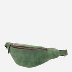 Акція на Сумка на пояс бананка чоловіча з натуральної шкіри Shvigel leather-23142 Зелена від Rozetka