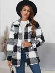 Акція на Куртка демісезонна жіноча SHEIN GD-00206074 L Чорна з білим від Rozetka