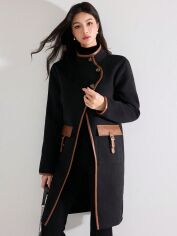 Акція на Жіноче пальто SHEIN GD-00207962 M Чорне від Rozetka