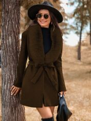 Акція на Пальто жіноче SHEIN GD-00203768 XS Коричневе від Rozetka
