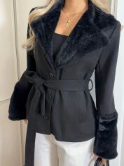 Акція на Жіноче пальто SHEIN GD-00222644 L Чорне від Rozetka