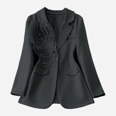 Акція на Жіночий піджак SHEIN GD-00203801 3XL Темно-сірий від Rozetka