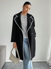 Акція на Жіноче пальто SHEIN GD-00206221 S Чорне з білим від Rozetka