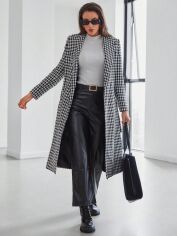 Акція на Жіноче пальто SHEIN GD-00205066 S Чорне з білим від Rozetka