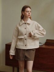 Акція на Жіноче пальто SHEIN GD-00209268 M Кремове від Rozetka