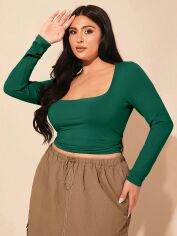 Акція на Топ жіночий SHEIN GD-00223714 4XL Темно-зелений від Rozetka
