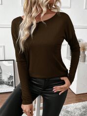 Акція на Жіночий лонгслів SHEIN GD-00225193 S Коричневий від Rozetka