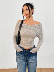 Акція на Жіночий лонгслів SHEIN GD-00221851 XXS-Petite Хакі від Rozetka