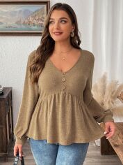 Акція на Жіночий лонгслів SHEIN GD-00223002 2XL Коричневий від Rozetka