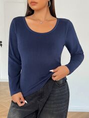 Акція на Жіночий лонгслів SHEIN GD-00223721 0XL Темно-синій від Rozetka