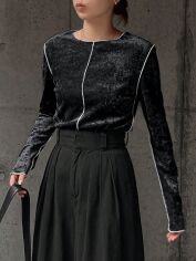 Акція на Жіночий лонгслів SHEIN GD-00227460 XL Чорний від Rozetka