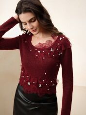 Акція на Джемпер жіночий SHEIN GD-00211892 XL Бордовий від Rozetka