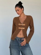 Акція на Жіночий кардиган SHEIN GD-00204818 L Коричневий від Rozetka