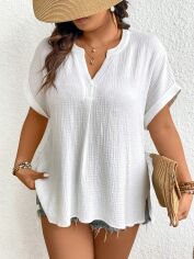 Акція на Блузка жіноча SHEIN GD-00195621 0XL Біла від Rozetka