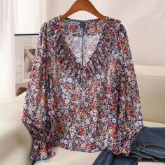 Акція на Блузка жіноча SHEIN GD-00206893 1XL Різнокольорова від Rozetka