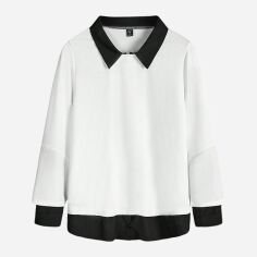 Акція на Блузка жіноча SHEIN GD-00209419 0XL Чорна з білим від Rozetka
