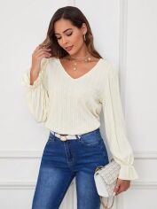 Акція на Блузка жіноча SHEIN GD-00213833 XL Кремова від Rozetka