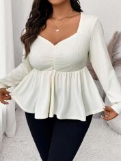 Акція на Блузка жіноча SHEIN GD-00223303 1XL Кремова від Rozetka