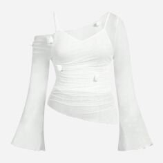 Акція на Блузка жіноча SHEIN GD-00223472 2XL Біла від Rozetka