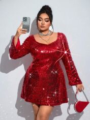 Акція на Сукня осіння жіноча SHEIN GD-00208400 1XL Червона від Rozetka