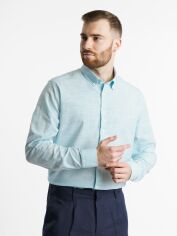 Акція на Сорочка бавовняна чоловіча er Ralph SS M05.14.56.231 38-39 Бірюзова від Rozetka