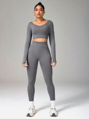 Акція на Спортивний костюм жіночий SHEIN GD-00222399 L Темно-сірий від Rozetka