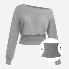 Акція на Світшот жіночий SHEIN GD-00202838 1XL Світло-сірий від Rozetka