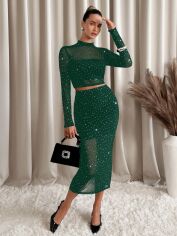Акція на Костюм жіночий SHEIN GD-00218433 L Темно-зелений від Rozetka