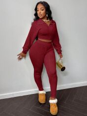 Акція на Костюм жіночий SHEIN GD-00214267 XL Бордовий від Rozetka