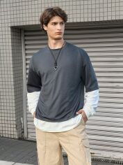 Акція на Футболка довга чоловіча SHEIN GD-00217472 L Сіра від Rozetka
