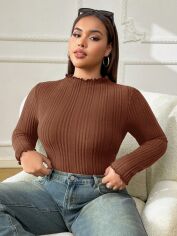 Акція на Жіночий лонгслів SHEIN GD-00217728 3XL Коричневий від Rozetka