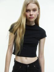 Акція на Футболка бавовняна коротка жіноча H&M 1141812019c26 S Чорна від Rozetka