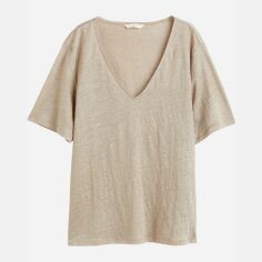 Акція на Футболка оверсайз жіноча H&M 1052976001c28 S Бежева від Rozetka