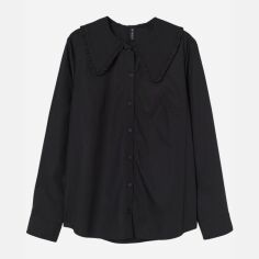 Акція на Сорочка бавовняна жіноча H&M 920830007c28 XS Чорна від Rozetka