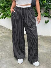 Акція на Штани жіночі SHEIN GD-00205892 4XL Чорні з білим від Rozetka