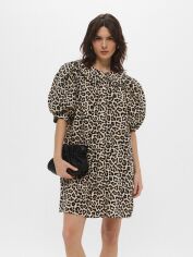 Акція на Сукня коротка літня жіноча H&M 915523001c28 L Бежева з чорним від Rozetka