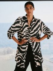Акція на Сукня-сорочка коротка літня жіноча H&M 1217779003c28 M Чорна з білим від Rozetka