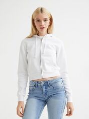 Акція на Толстовка на блискавці з капюшоном на флісі жіноча H&M 1081777001c28 L Біла від Rozetka