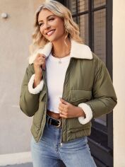 Акція на Куртка жіноча демісезонна SHEIN GD-00206636 L Зелена від Rozetka