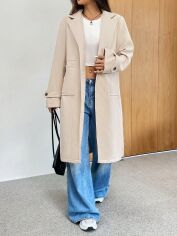 Акція на Жіноче пальто SHEIN GD-00202565 L Кремове від Rozetka