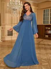 Акція на Сукня осіння жіноча SHEIN GD-00197854 L Сіро-блакитна від Rozetka