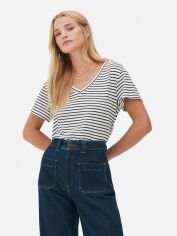 Акція на Футболка жіноча Primark XAZ526150QHXD XXS Біла в смужку з принтом від Rozetka
