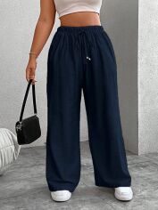 Акція на Штани жіночі SHEIN GD-00221552 3XL Темно-сині від Rozetka