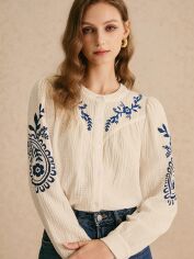 Акція на Блузка жіноча SHEIN GD-00195783 M Кремова від Rozetka