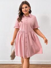 Акція на Плаття-сорочка міді літнє жіноче SHEIN GD-00195467 3XL Світло-рожеве від Rozetka