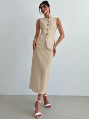 Акція на Костюм діловий жіночий SHEIN GD-00195220 L Кремовий від Rozetka